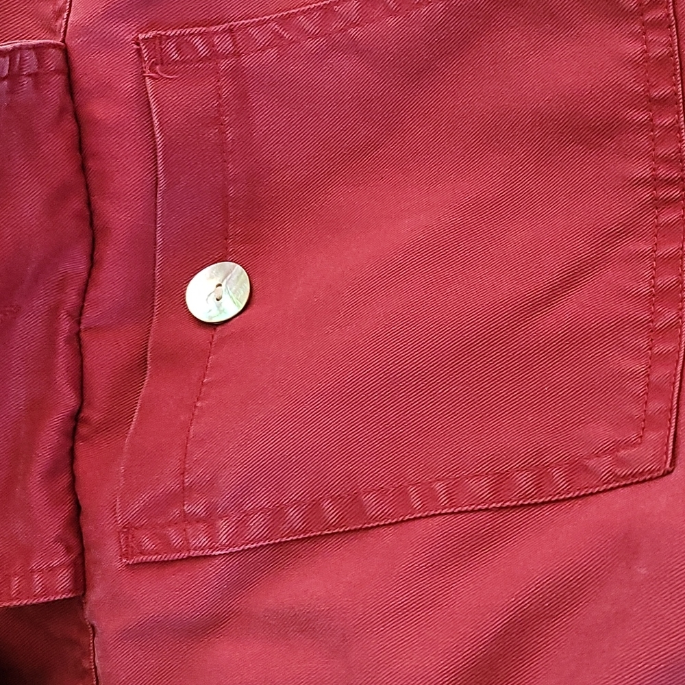 French Laundry Tencel Red Button Down Flap Button Close Shirt Jacket Size Large. - Picture 5 of 7